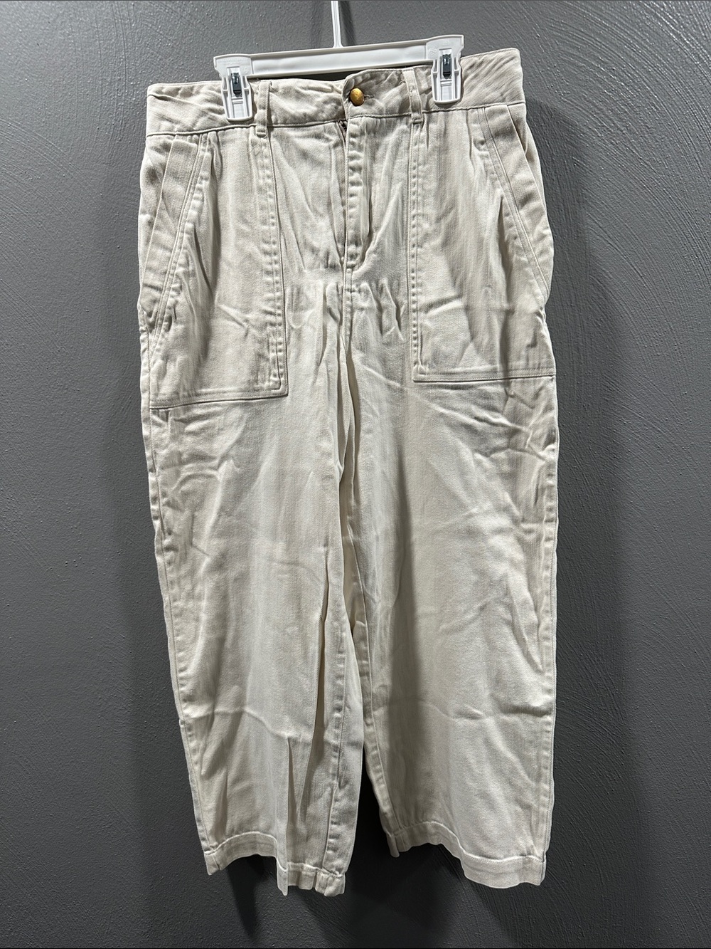 Sonoma Cream Wide-Leg Utility Pants